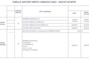 Nuove iscrizioni 2023: pagamento del diritto annuale.