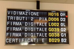 display con numero dello sportello e servizio di competenza