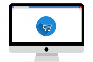 schermo, carrello, ecommerce